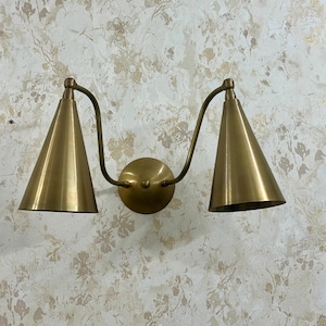 Bedside Modern Brass Handcrafted Double Sconce Wall Lamp Mid Century Wall Sconce Light Fixture
