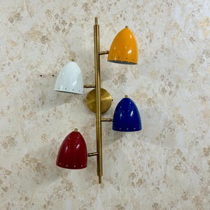 1950 Mid Century Brass Italian 4 Scones Wall Lamp Modern Light Stilnovo Style