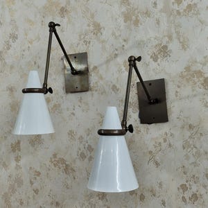 Modern Brass Wall Lamp Mid Century Handmade White And Polished Brass Wall Sconce