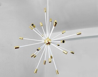 handgefertigte Sputnik Kronleuchter Mid Century Modern Messing Industrie Lampen Leuchte