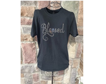 Blessed Rhinestone Shirt, Blessed Bling Shirt, Womens Church shirt, faith tee, religious tee, bling shirt, Religious Tshirt, Christian Top