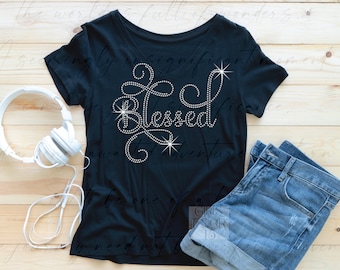 Blessed Rhinestone Shirt, Blessed Bling Shirt, Womens Church shirt, faith tee, religious tee, bling shirt, Religious Tshirt, Christian Top