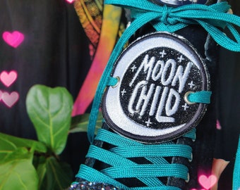 Moon Child Sparkly Roller Skate Shoe Patch, shoe accessories, space charms, boot accessories, witch accessories, skate add on