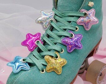 Puffy Holographic Stars Roller Skate Shoe Lace Charm