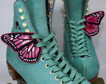 Hot Pink Glitter Butterfly Roller Skate Wings - Shoe Wings - Monarch Skate Wings (PAIR)