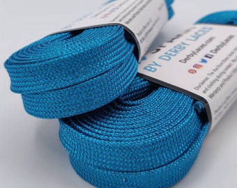 Pool Blue Sparkle Metallic Rollerskate Laces 96 inches (PAIR)