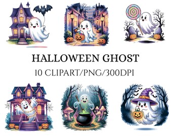 Paquete de imágenes prediseñadas de fantasmas de Halloween, PNG, decoración de otoño