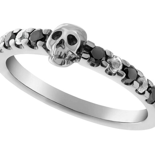 Custom Skull Ring Half Eternity Skull Duo ALL Sapphire | Etsy