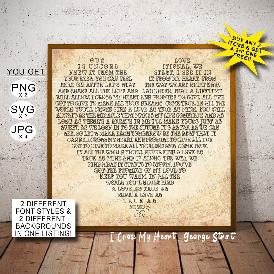I cross my heart svg.George Strait lyrics.Unconditional | Etsy
