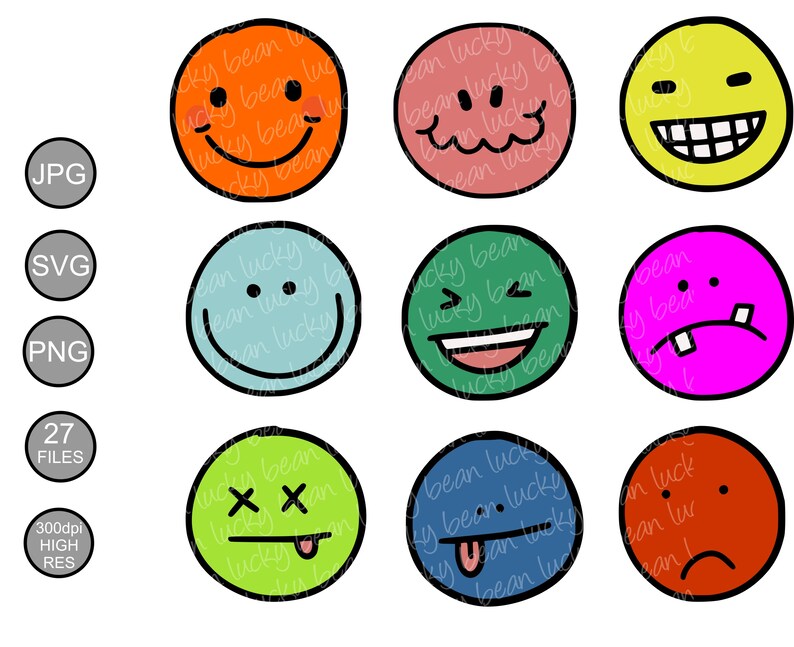 Download Clip Art Art Collectibles Set Of Emojis Vector Svg Cut File Png Jpg Colorful Emoji Clipart Cricut Svg Hand Drawn Emojis Emoji Doodles Bright Colors Fun Emojis