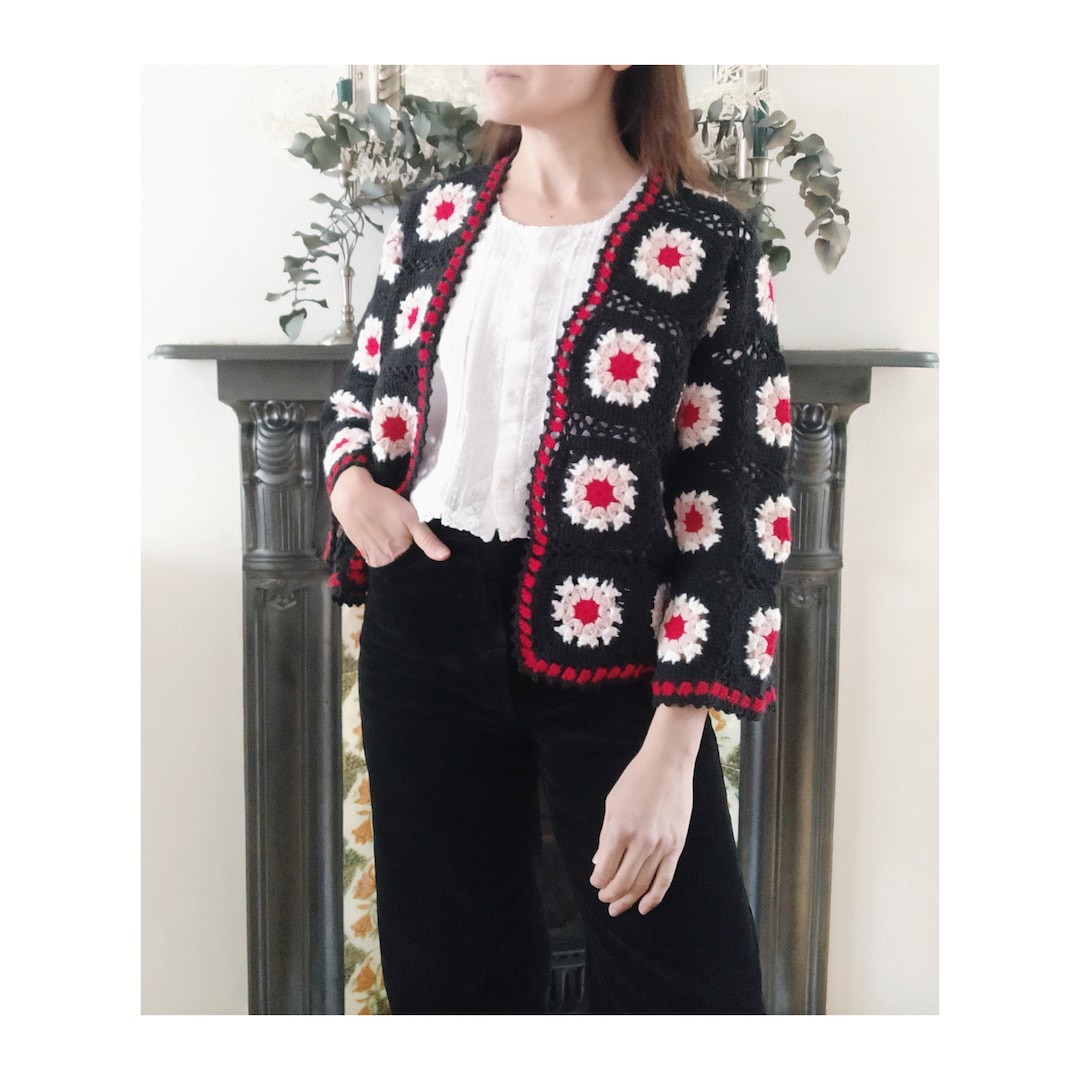Hand Crocheted Granny Square Jacket/ Cardigan Etsy