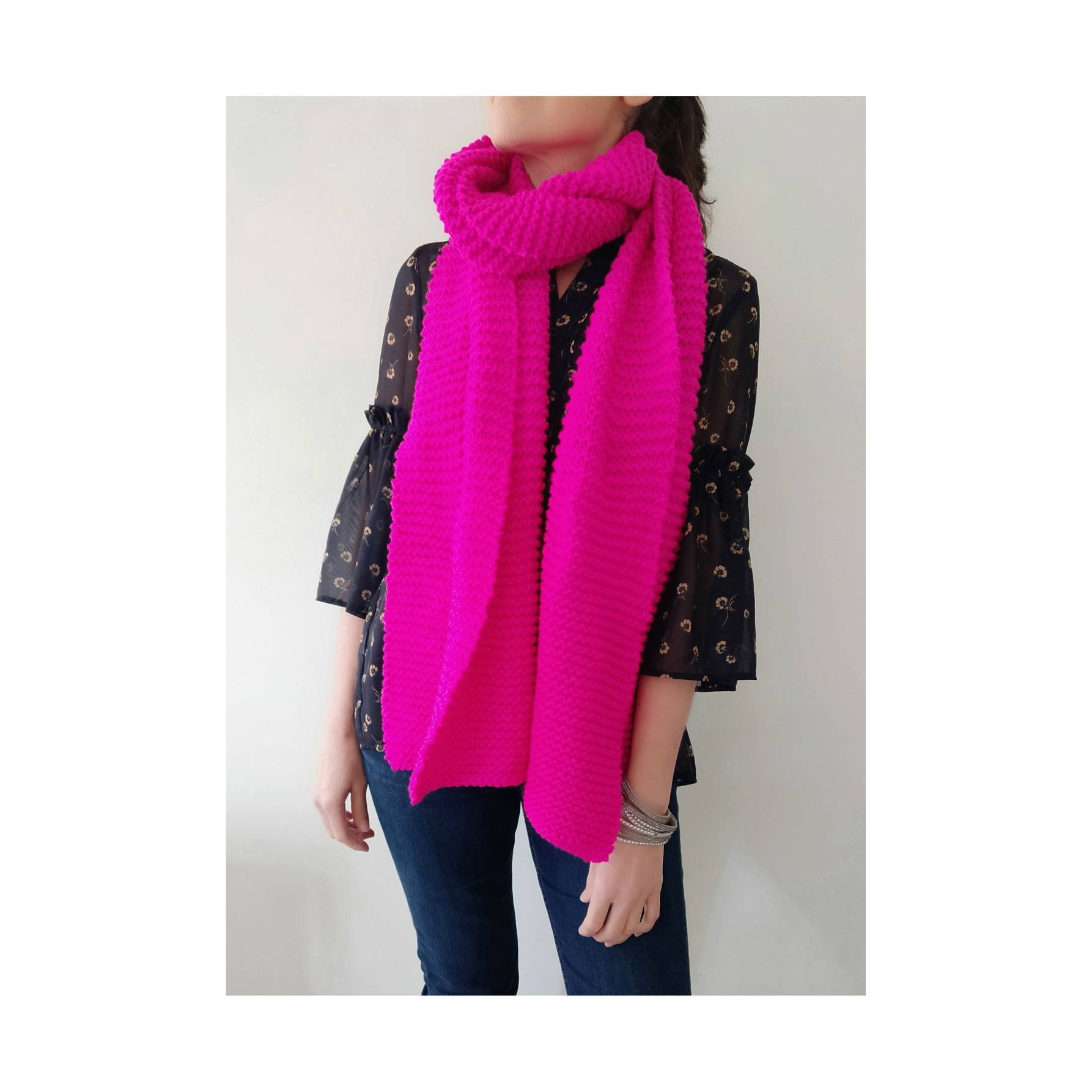 ASOS DESIGN knitted monogram scarf with E initial in pink