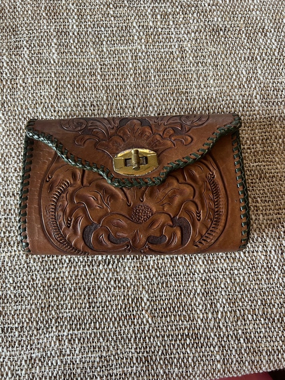 Vintage 1970s hand-tooled Leather Wallet