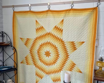 Vintage 1950s LoneStar Patchwork Quilt 72x72"