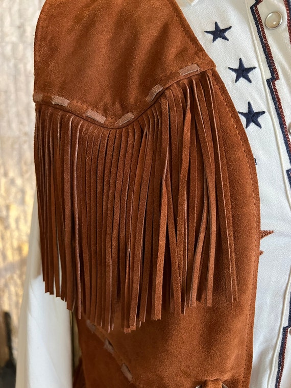 Vintage H Bar C Suede Fringe Skirt Set - image 2