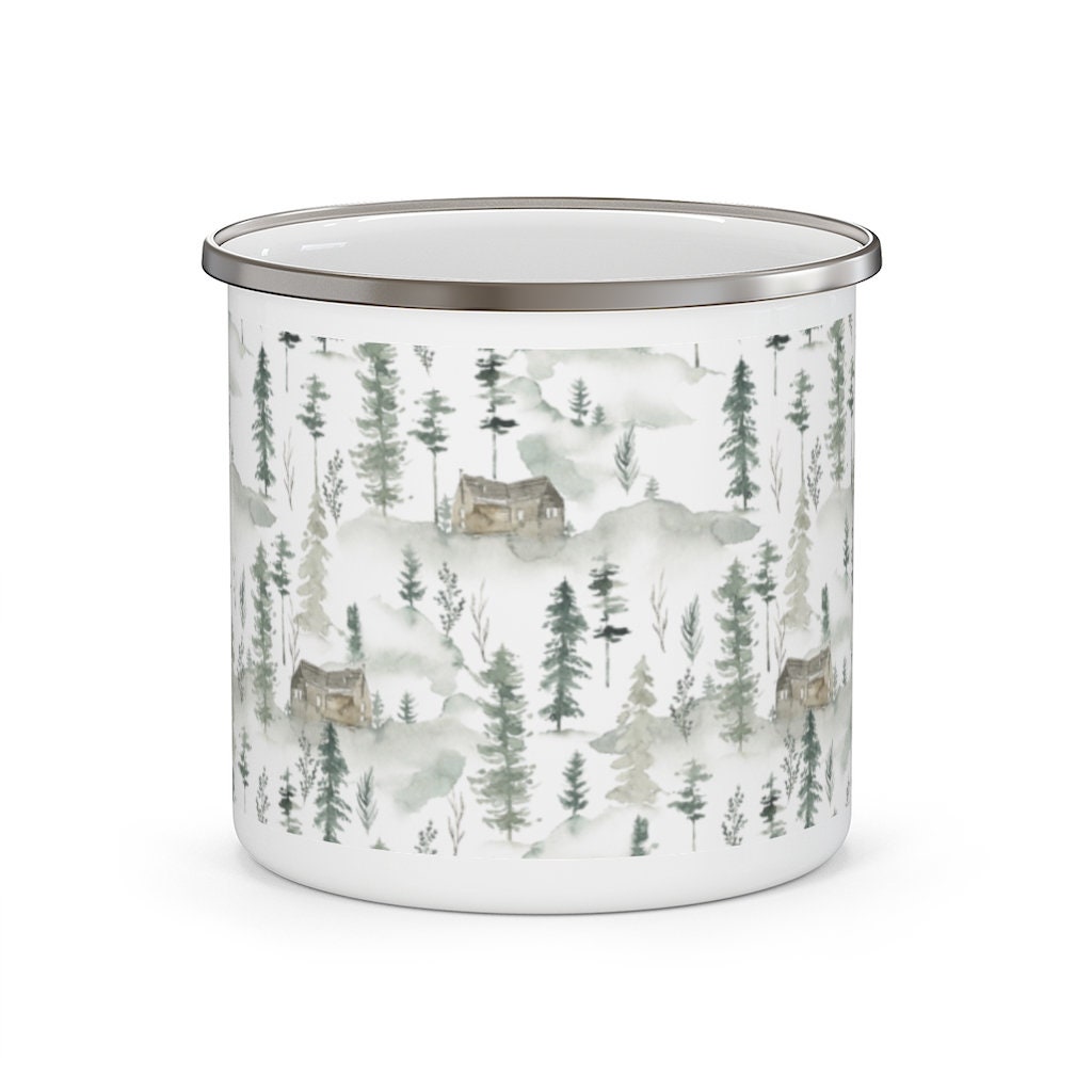 Cabin In the Woods Enamel Mug Cabin Mug Forest Mug Pine Etsy