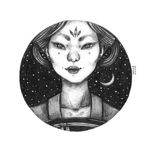 Chang’e, Original Graphite Illustration