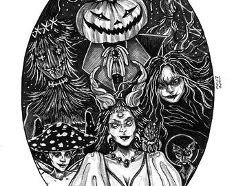 Enchanted Masquerade | Original Ink Drawing