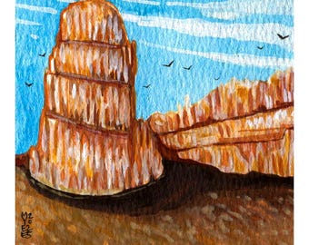 Cathedral Gorge State Park, Nevada | Original Watercolor Painting