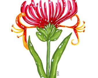 Honeysuckle, Original Watercolor Painting