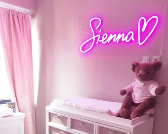 Letrero de neón personalizado con nombre para dormitorio infantil, letrero de neón con luz LED, letreros de neón para guardería, letrero de neón para decoración de dormitorio, letrero de neón para bodas, letrero de neón personalizado