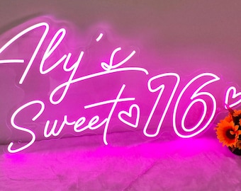 Custom Sweet 16 Table Neon Sign for Birthday Party Decor Table Light for Sweet 16 Name Sign Custom Unquie Birthday Gift for Kids Sign Art