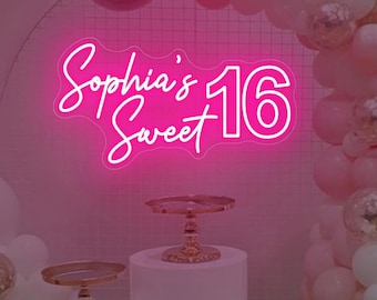 Custom Sweet 16 Table Neon Sign for Birthday Party Decor Table Light for Sweet 16 Name Sign Custom Unquie Birthday Gift for Kids Sign Art