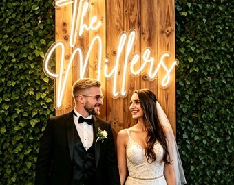 Custom Wedding Neon Sign, LED Wedding Sign with free dimmer, Battery Operated Neon Sign, Last Name Neon Sign, Bedroom Wall Decor