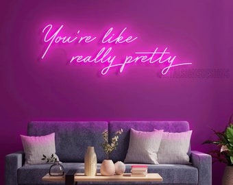 Eres realmente bonita, letrero de neón personalizado, luz LED rosa, dormitorio con letrero de neón, decoración de pared de sala de belleza, letrero de barra de neón, regalo personalizado para ella