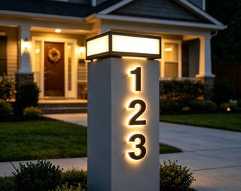3D Backlit Number Sign, Custom Outdoor address sign, House Number Sign, Halo lit Address sign, LED Illuminated Wall Channel Letters