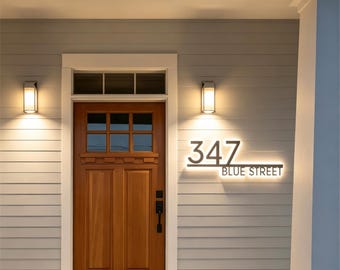 Custom Backlit Metal Address Sign – Modern House Number Plaque with LED Lighting, Outdoor Yard Sign, Custom Décor