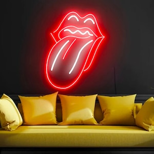Mouth With Tongue Home Decoration Rock N Roll neon light Music studio decoration neon led sign for living room bedroom decoration