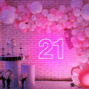 21 Twenty One Custom Neon Sign for Birthday Decor,Number LED Light,Birthday Party Event Decor,Garden Yard Home Room Wall Decor,Birthday Gift