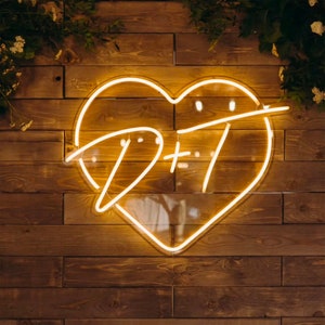 Custom Initials Heart Neon Wedding Sign, Sign Neon Wedding, Wedding Neon Light Personlized LED Circle Neon Sign from Neon Artists image 3