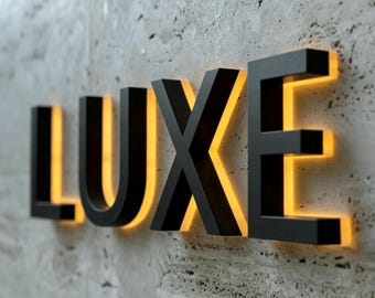 Custom Backlit Metal Logo Sign, 3D Business Logo Sign, Precision Electroplated LED Business Signage for Commercial Spaces