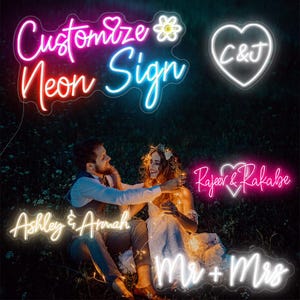Custom Neon Sign | Neon Signs | Personalized Gifts | Wedding Signs | Family Name Neon Sign | LED Light Name Neon Sign | Home & Wall Decor