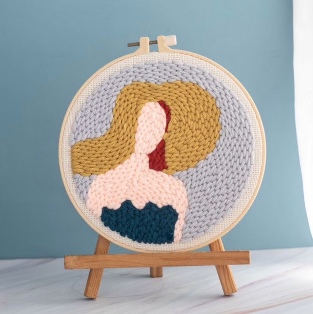 Punch Needle Kit DIY Craft Supplies Beginner Needlepoint Hoop Cross ...