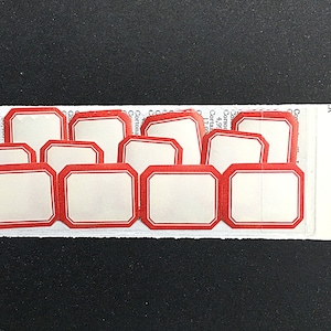 Dennison Labels - 12 Classic Red and White Gummed Labels