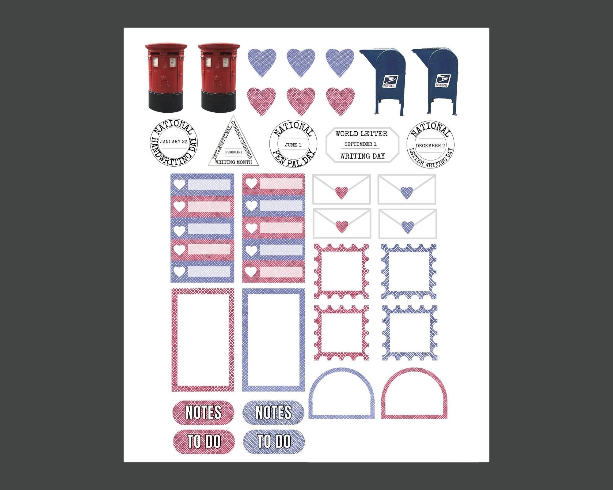 Air Mail Themed Printable Stickers JPEG &amp; PNG Files, Digital Download ...