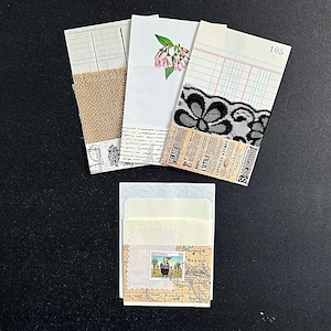 Handmade Vintage Paper Pockets: Junk Journal Ephemera, Set of 4