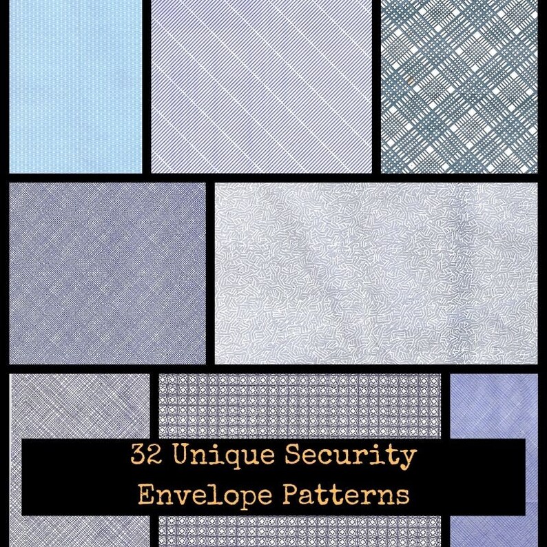 32 Bright Colored Security Envelope Patterns Digital Collage Sheets ...