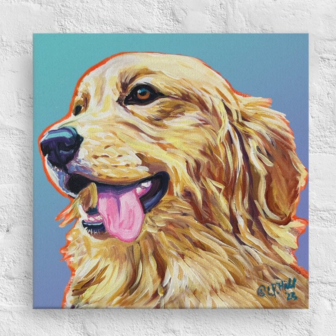 Golden Retriever Art Painting Print on Canvas Colorful Wall Art of ...