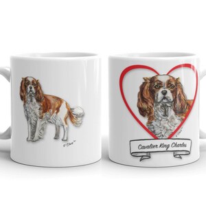 Cavalier King Charles Spaniel Coffee mug, Cavalier Dog art by Colleen Phelon Hall, gift for dog moms Pet lovers