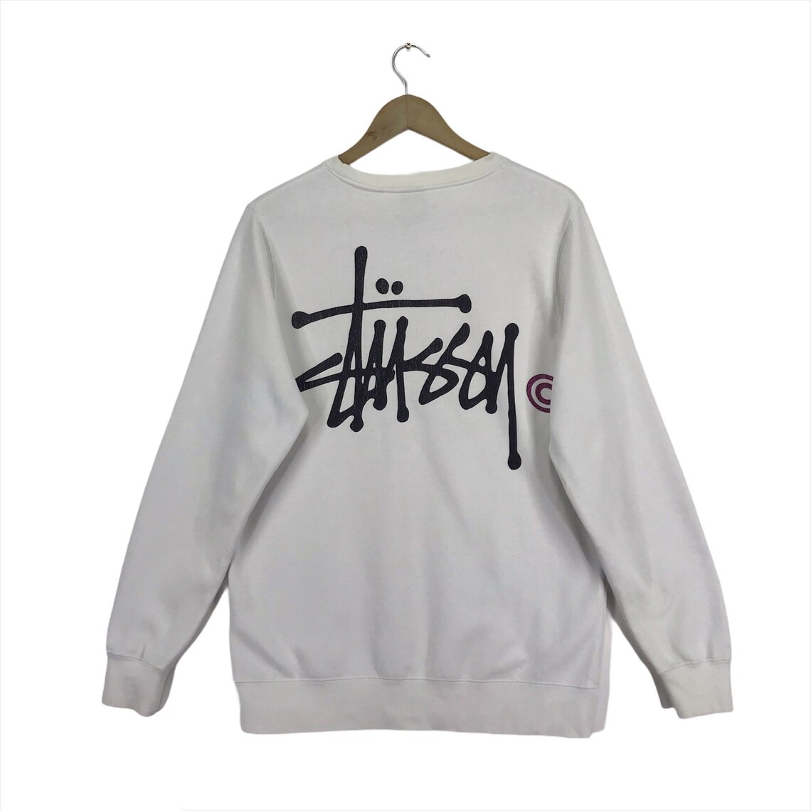 Vintage Stussy sudadera Crewneck Pullover Big Logo Design Etsy