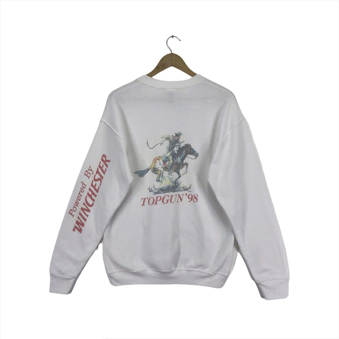 Vintage 90s Top Gun Western Film Sweatshirt Spellout Big Logo Etsy