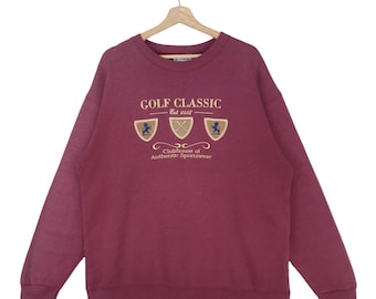 Vintage 90’s Golf Classic Sweatshirt Crewneck Embroidery Golf Classic Club House Sport Logo Pullover Sweatshirt Size Large Made In USA