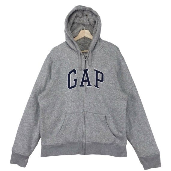 Sherpa Etsy GAP Logo Vintage Size Zipper Sweatshirts Fur Medium Sweater Embroidery Hoodie -