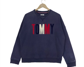 Vintage Tommy Hilfiger Sweatshirt Crewneck spellout Logo Sweatshirt Large Size