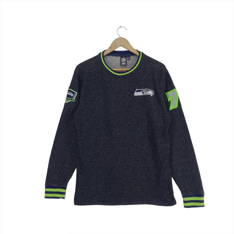 Vintage Seattle Seahawks Sweatshirt Spellout Big Logo Pullover Nfl American Football Sweatshirt Medium Size image 1