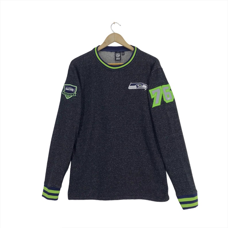 Vintage Seattle Seahawks Sweatshirt Spellout Big Logo Pullover Nfl American Football Sweatshirt Medium Size image 3